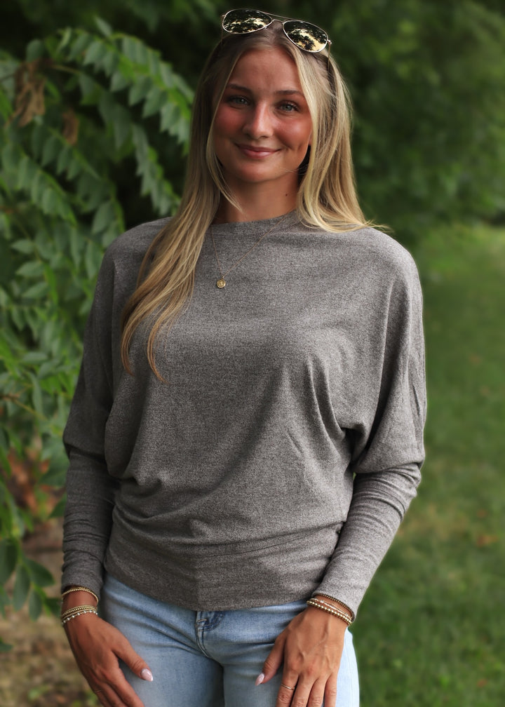 Drape Dolman Top in Olive