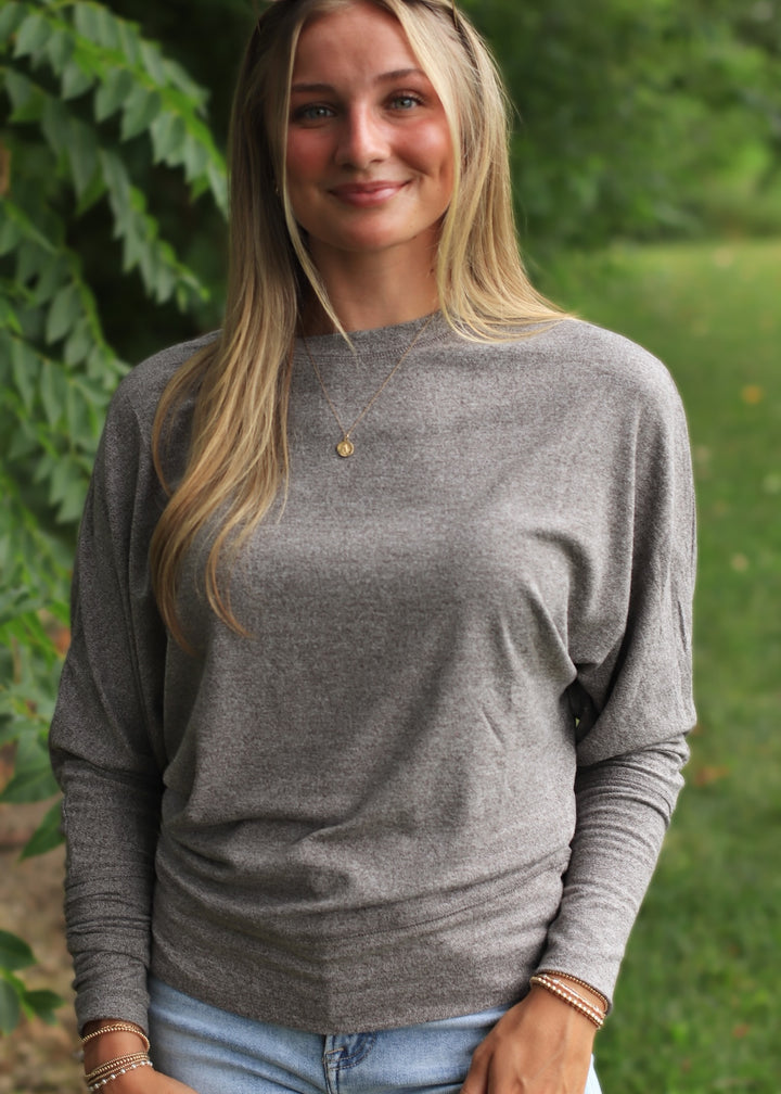 Drape Dolman Top in Olive