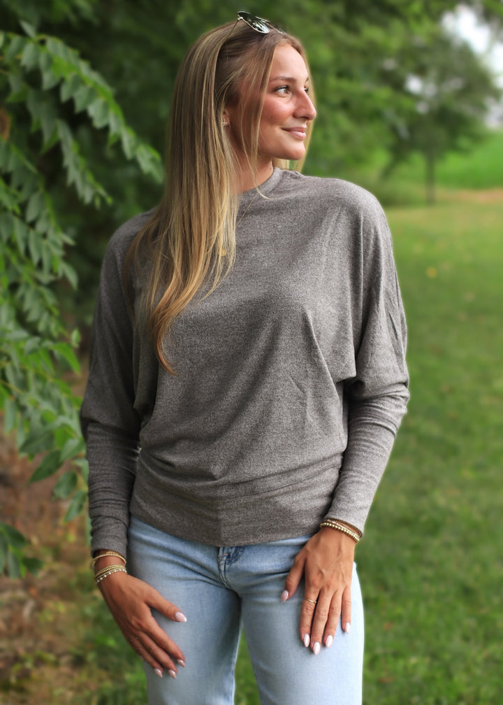 Drape Dolman Top in Olive