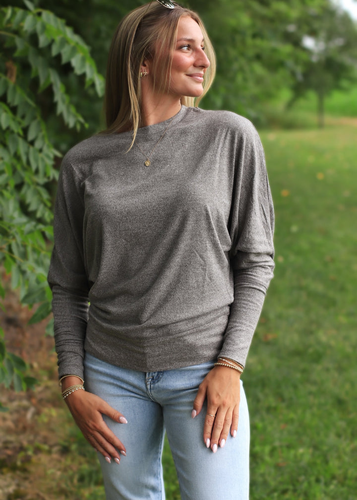 Drape Dolman Top in Olive