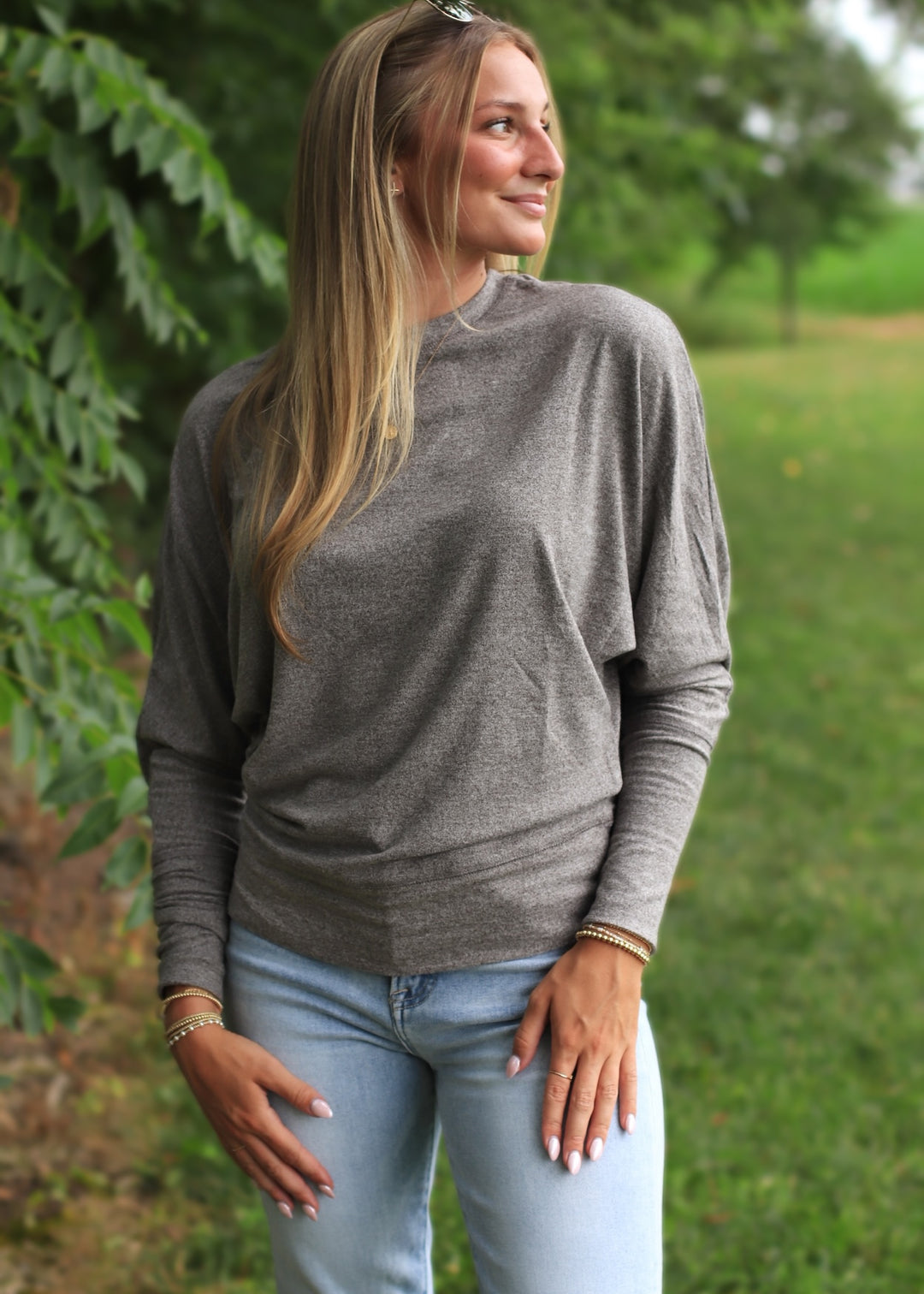 Drape Dolman Top in Olive