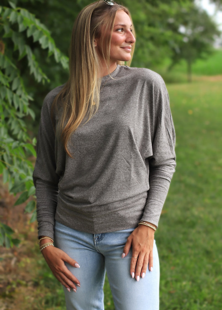 Drape Dolman Top in Olive