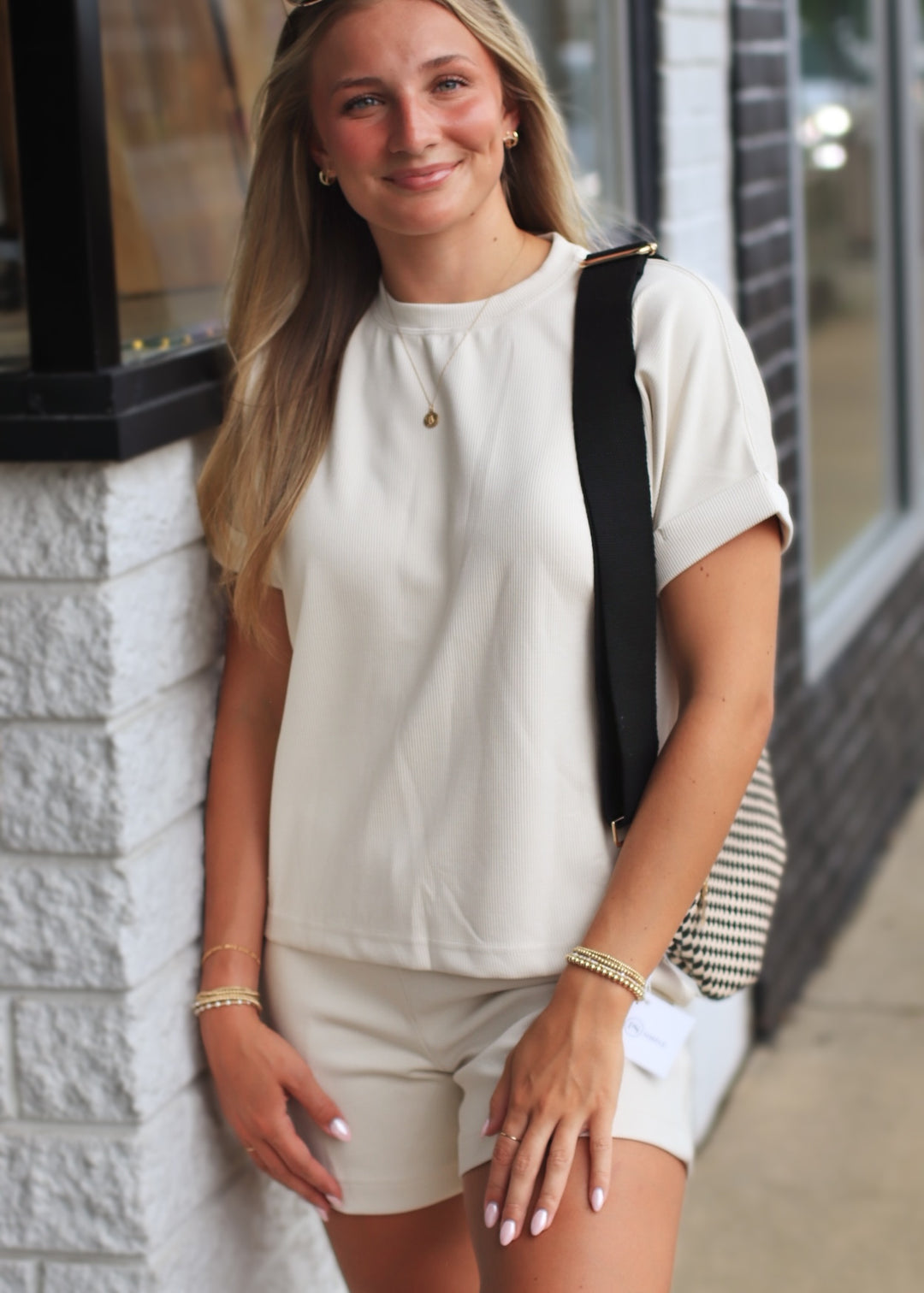Luxe Sand Wash Rib Lounge Tee