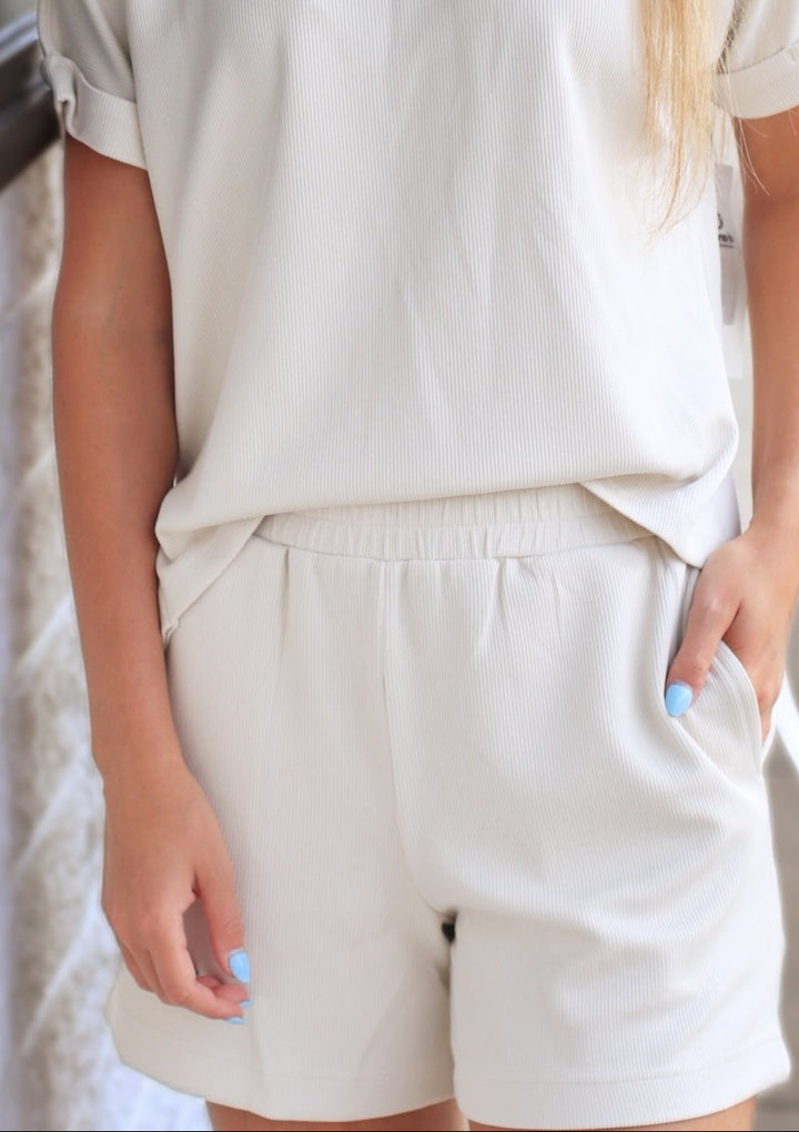 Luxe Sand Wash Rib Lounge Tee
