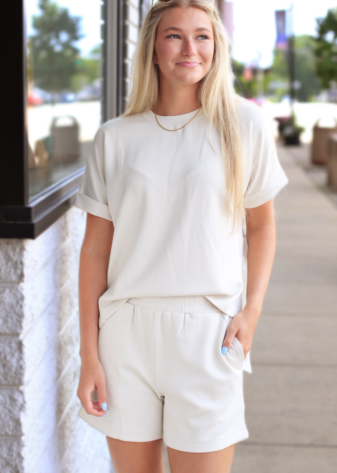 Luxe Sand Wash Rib Lounge Tee