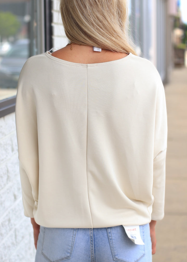 The Delaney Dolman Top in Stone