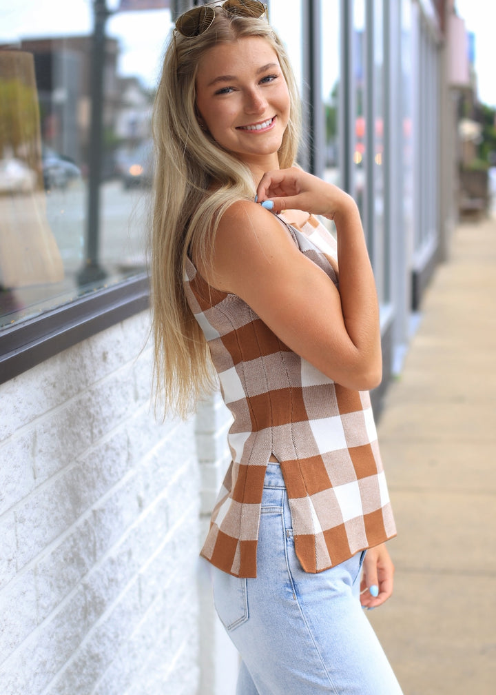 The Autumn Check Sweater Tank