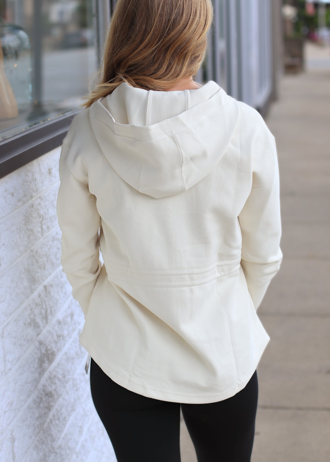 Glide Ribbed Hooded Jacket in Natural