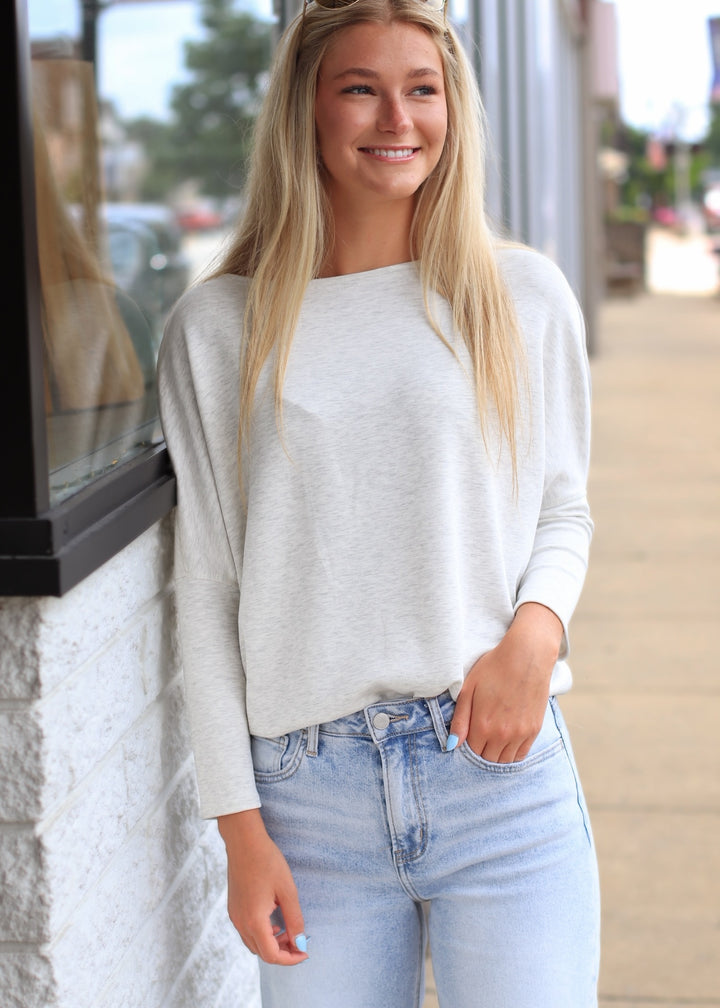 The Delaney Dolman Top in Ash Grey