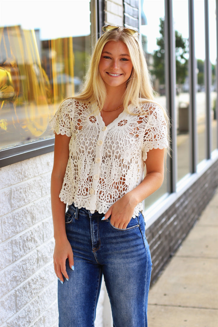 Honeylace Cardigan  in Natural