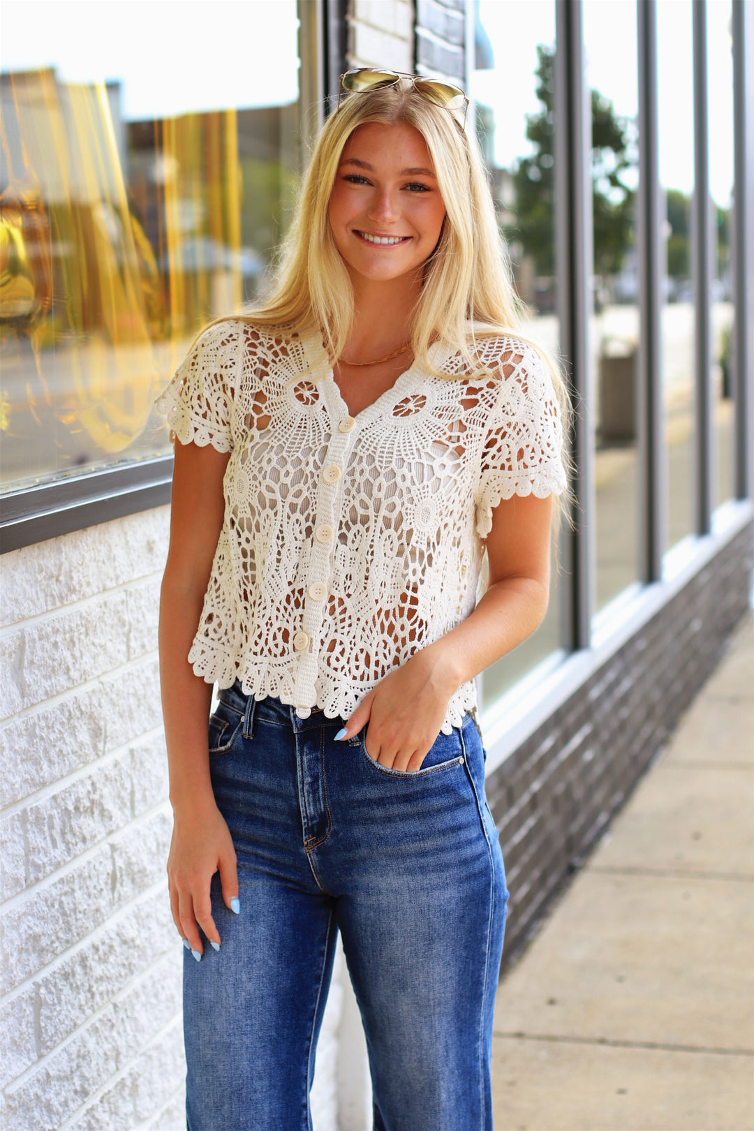 Honeylace Cardigan  in Natural