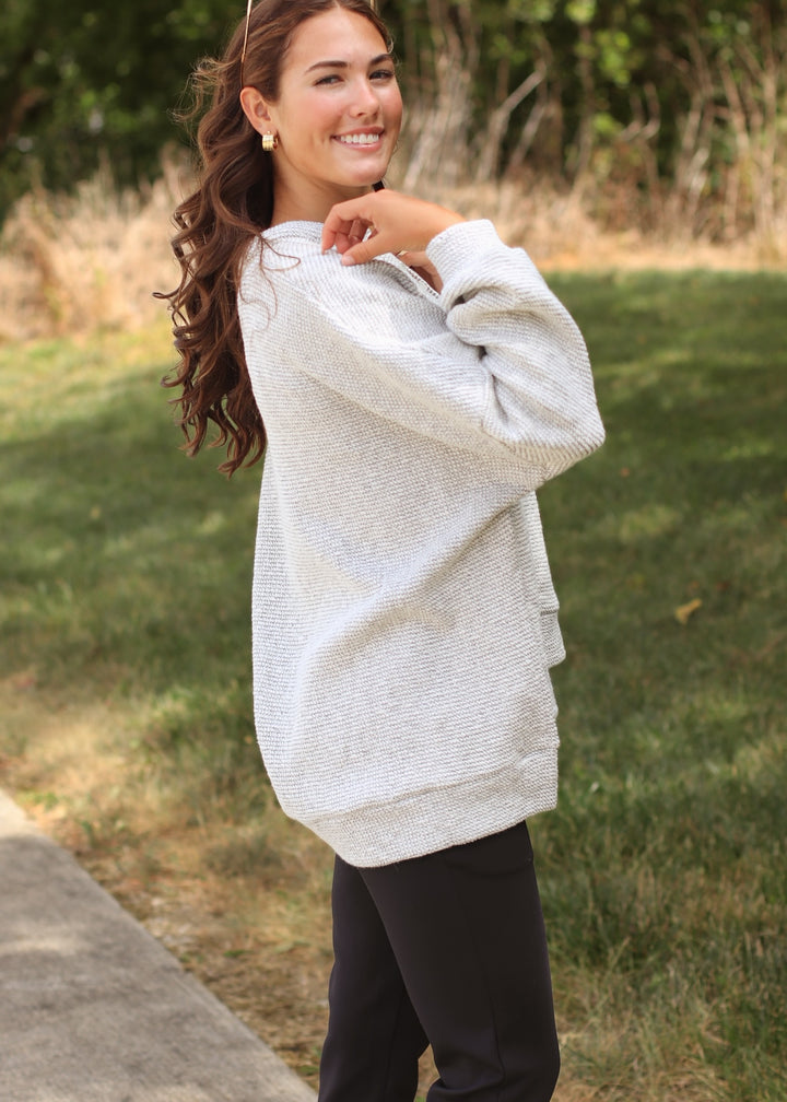 Marina Textured Cotton Blend Knit Henley Top