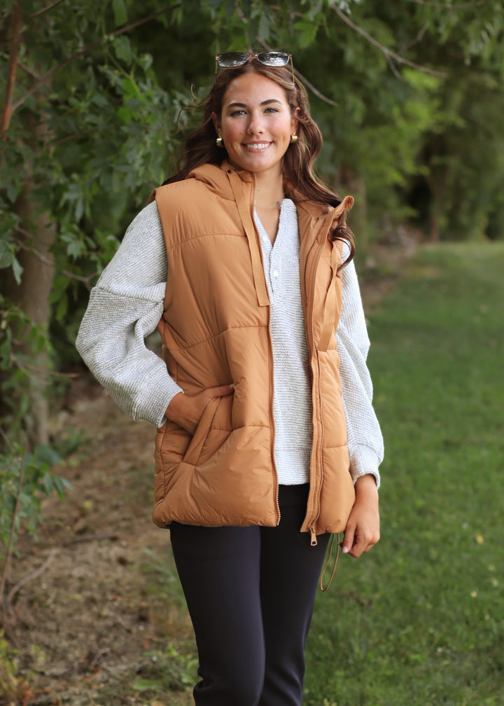 Northbound Longline Vest in Golden Camel