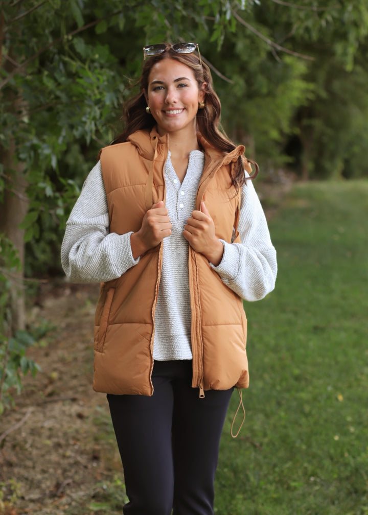 Northbound Longline Vest in Golden Camel