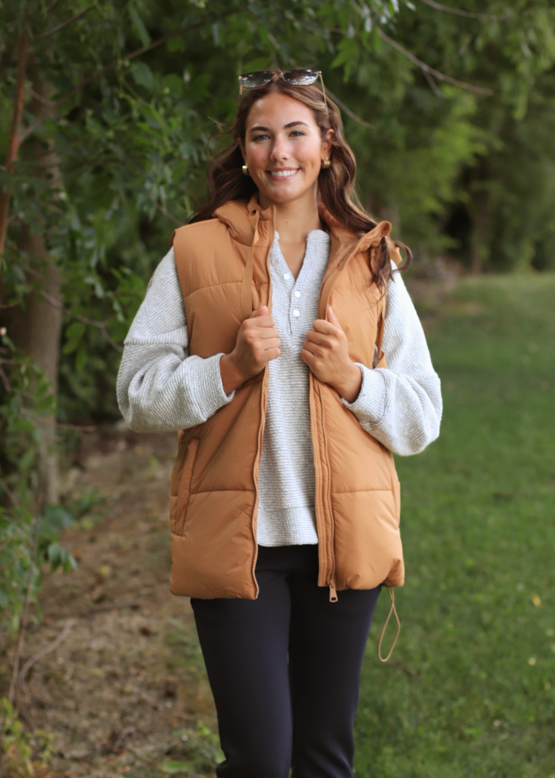 Northbound Longline Vest in Golden Camel