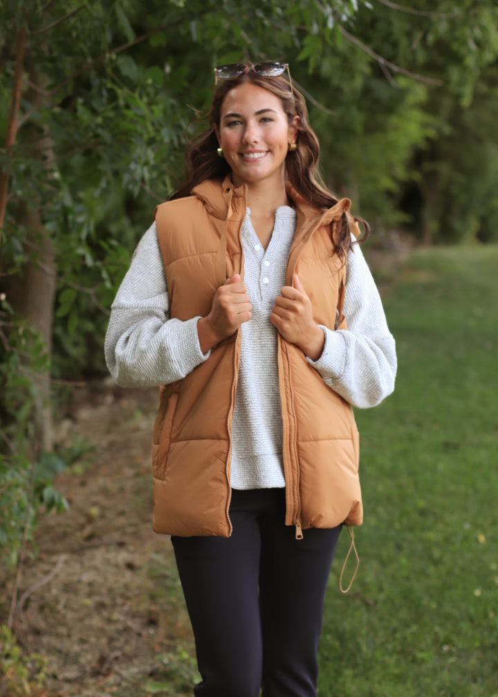 Northbound Longline Vest in Golden Camel