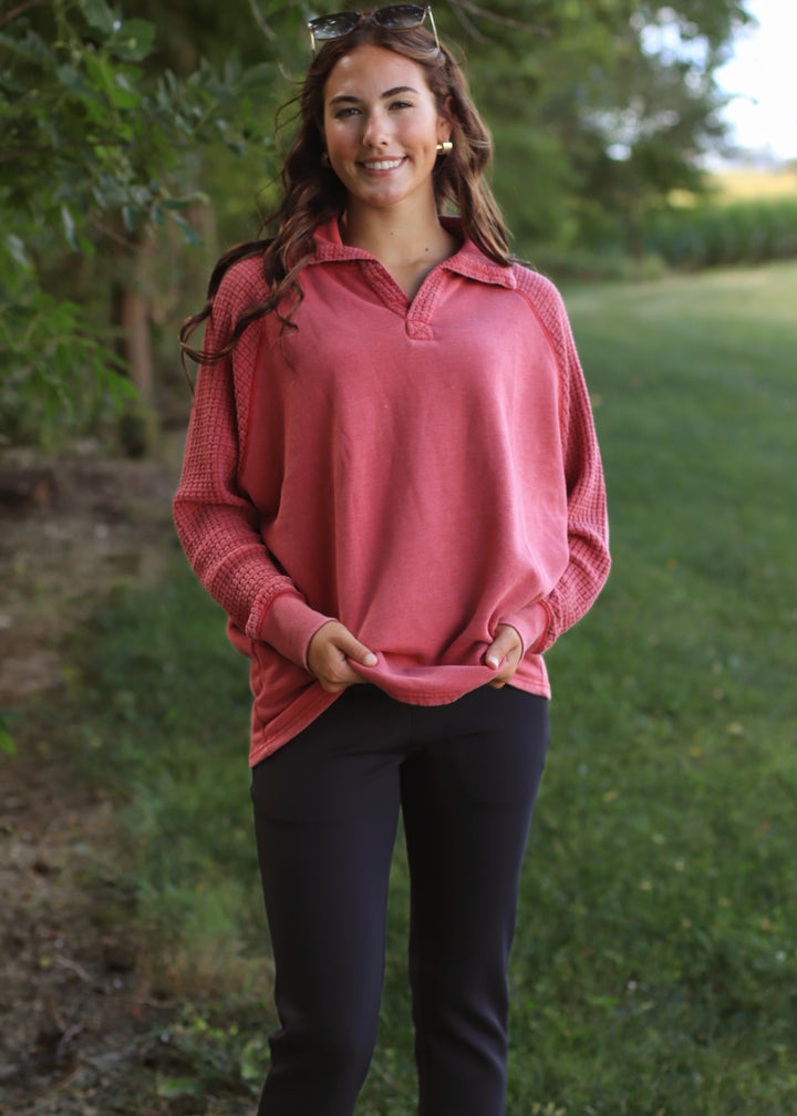 Terrain Henley in Garnet Red