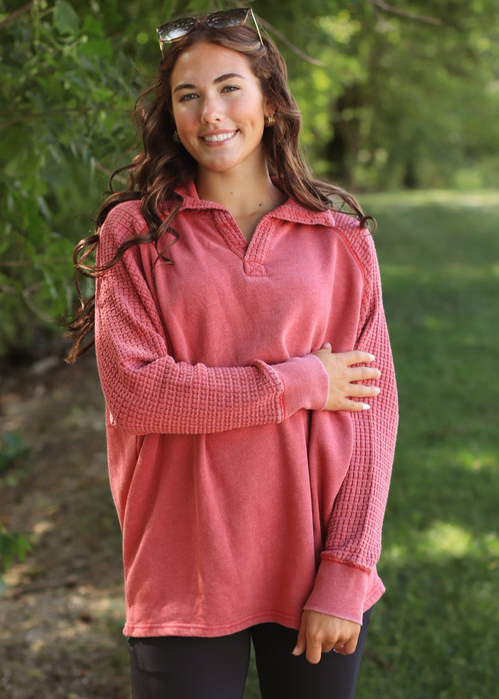 Terrain Henley in Garnet Red