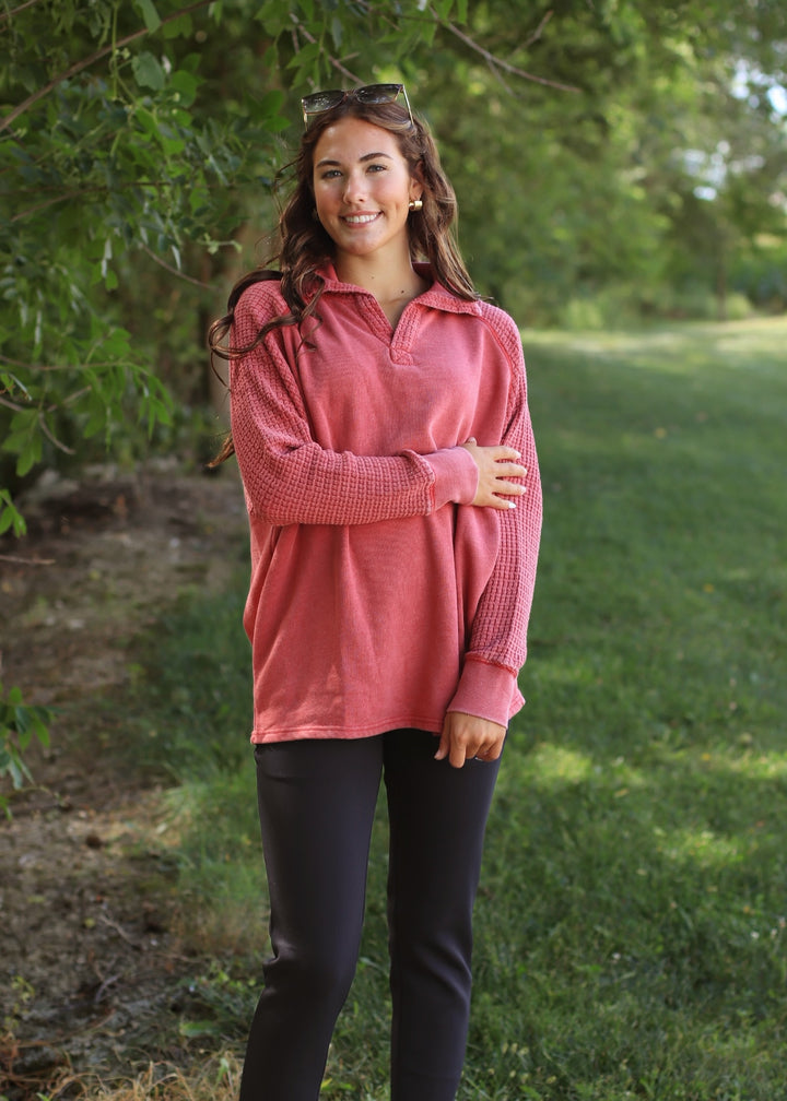 Terrain Henley in Garnet Red