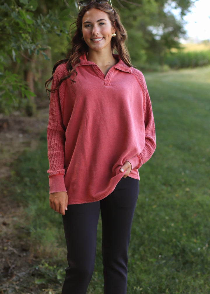 Terrain Henley in Garnet Red