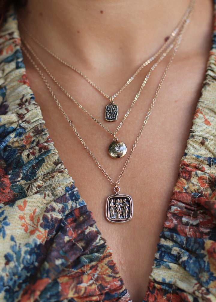 Antique Modern Layered Coin Necklace