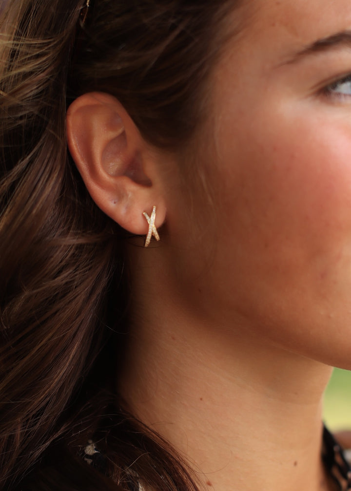 Gold Dipped X Shape Hoop Earrings