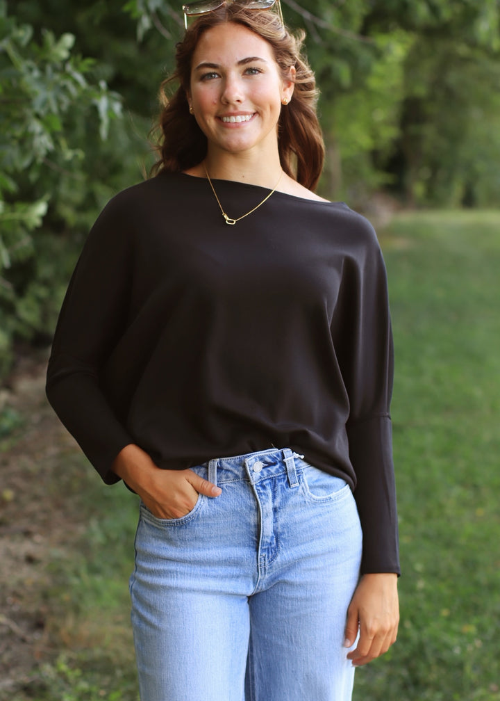 The Delaney Dolman Top in Black