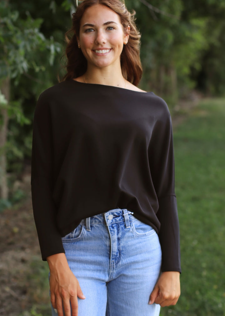 The Delaney Dolman Top in Black