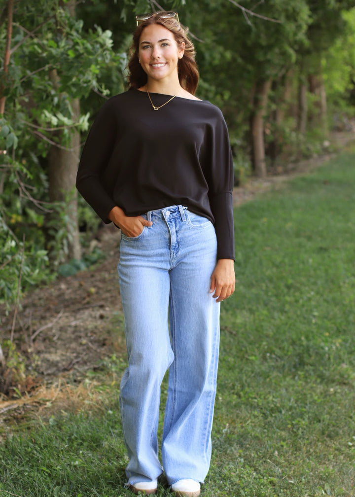 The Delaney Dolman Top in Black