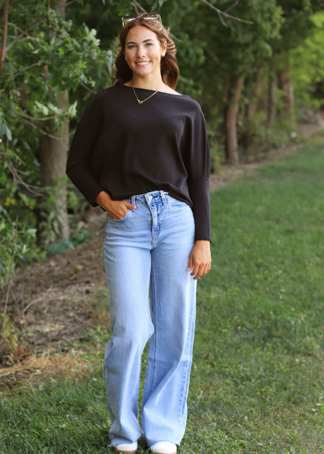 The Delaney Dolman Top in Black
