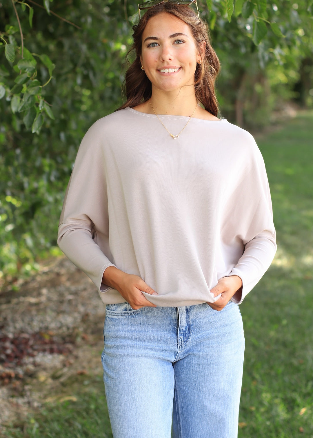 RESTOCK The Delaney Dolman Top in Mushroom