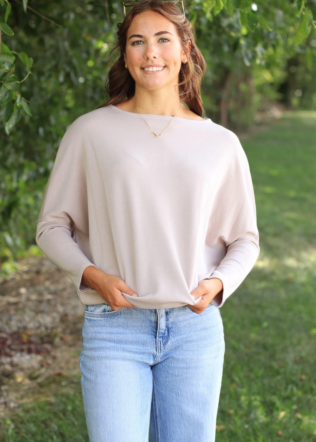 RESTOCK The Delaney Dolman Top in Mushroom