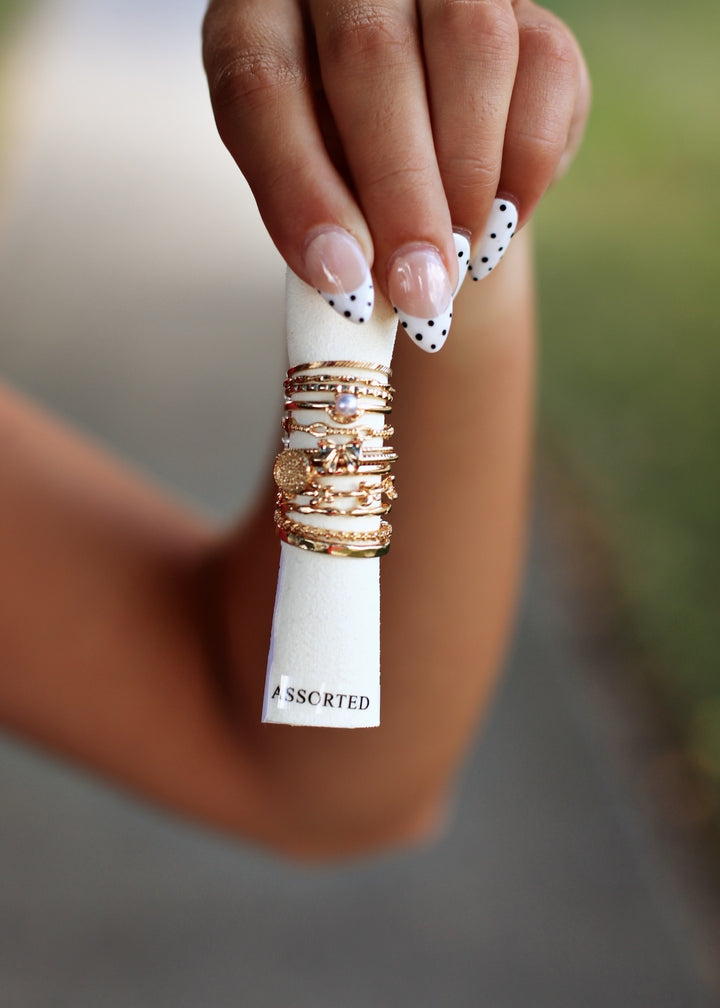 Twelve Piece Ribbon Bow Stackable Ring Set