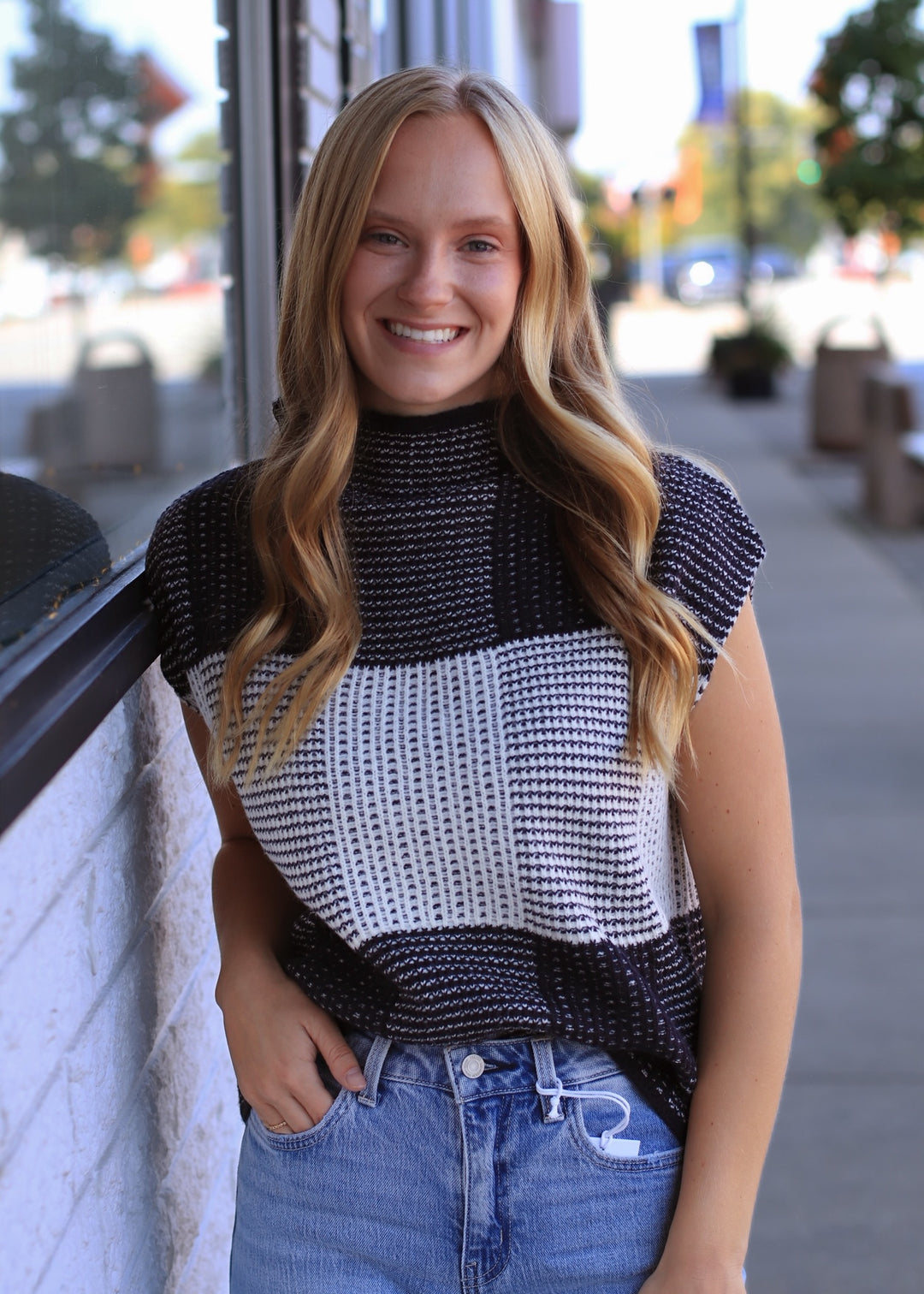 Checkerloom Knit Top