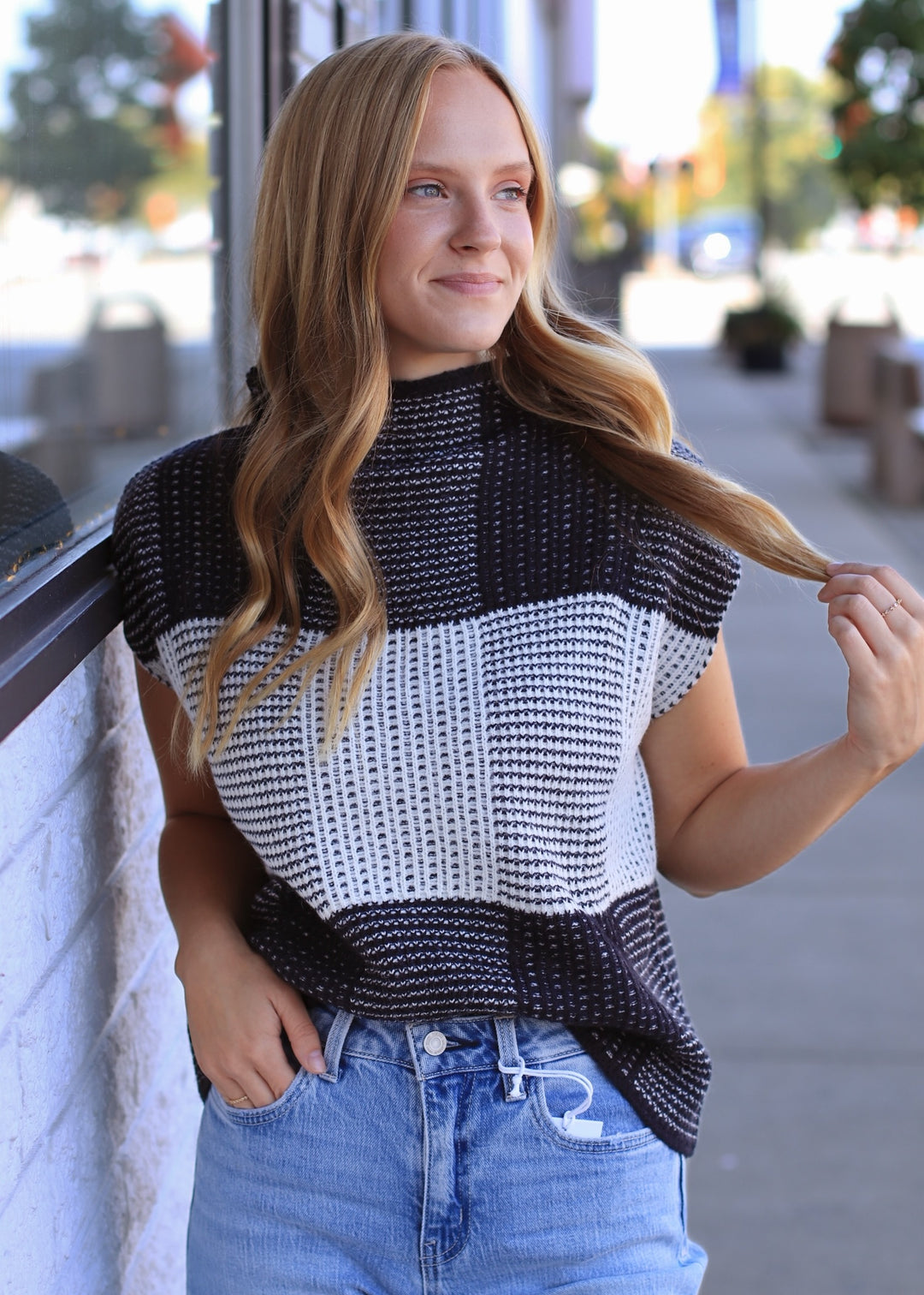 Checkerloom Knit Top