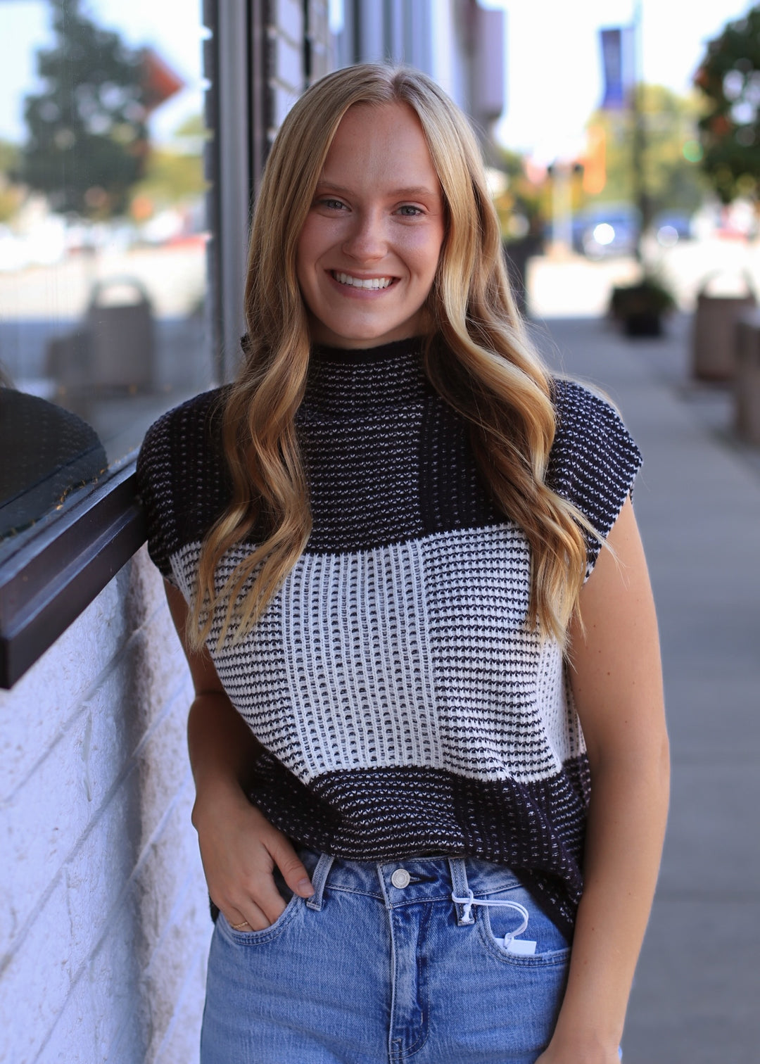 Checkerloom Knit Top