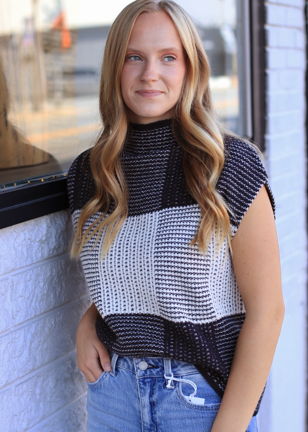 Checkerloom Knit Top