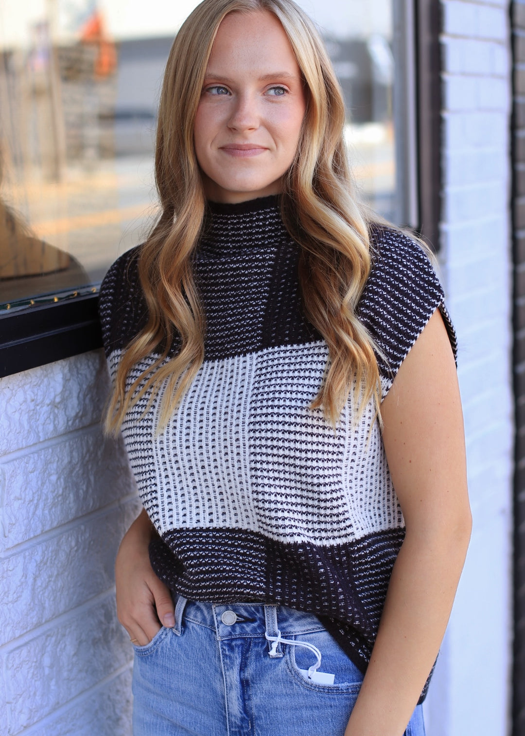 Checkerloom Knit Top