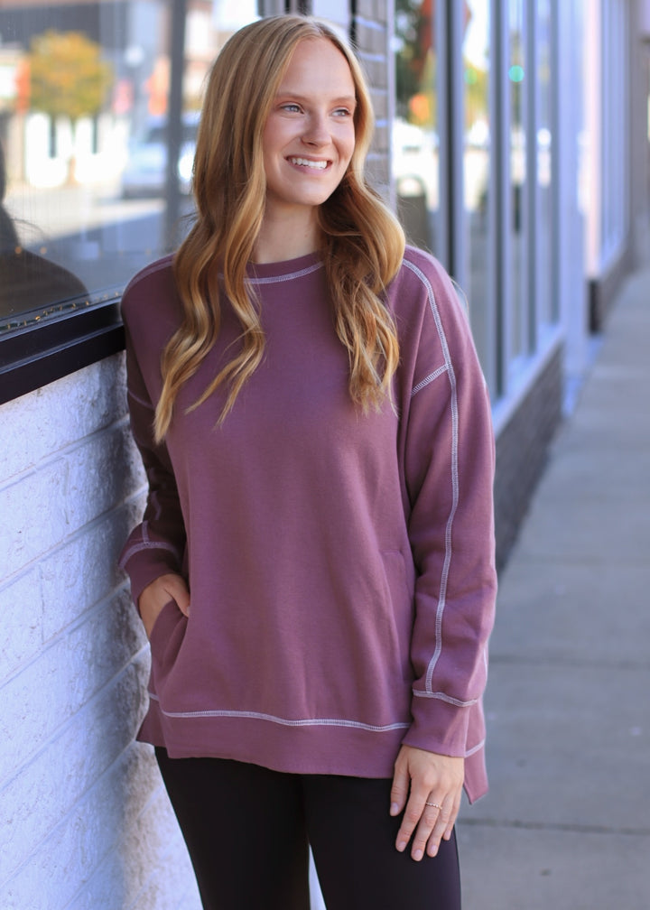 Rosy Stitchline Boxy Sweatshirt