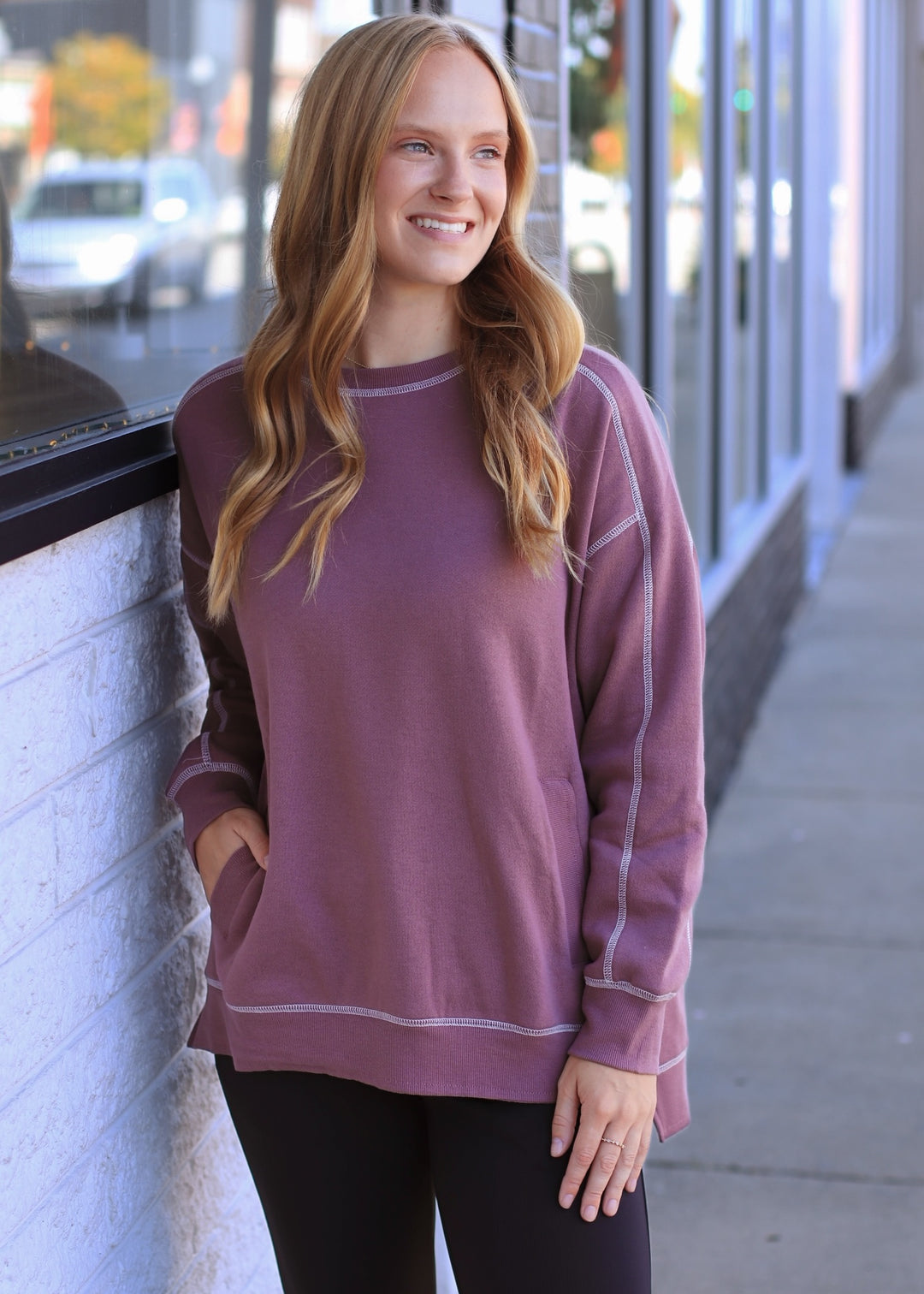 Rosy Stitchline Boxy Sweatshirt