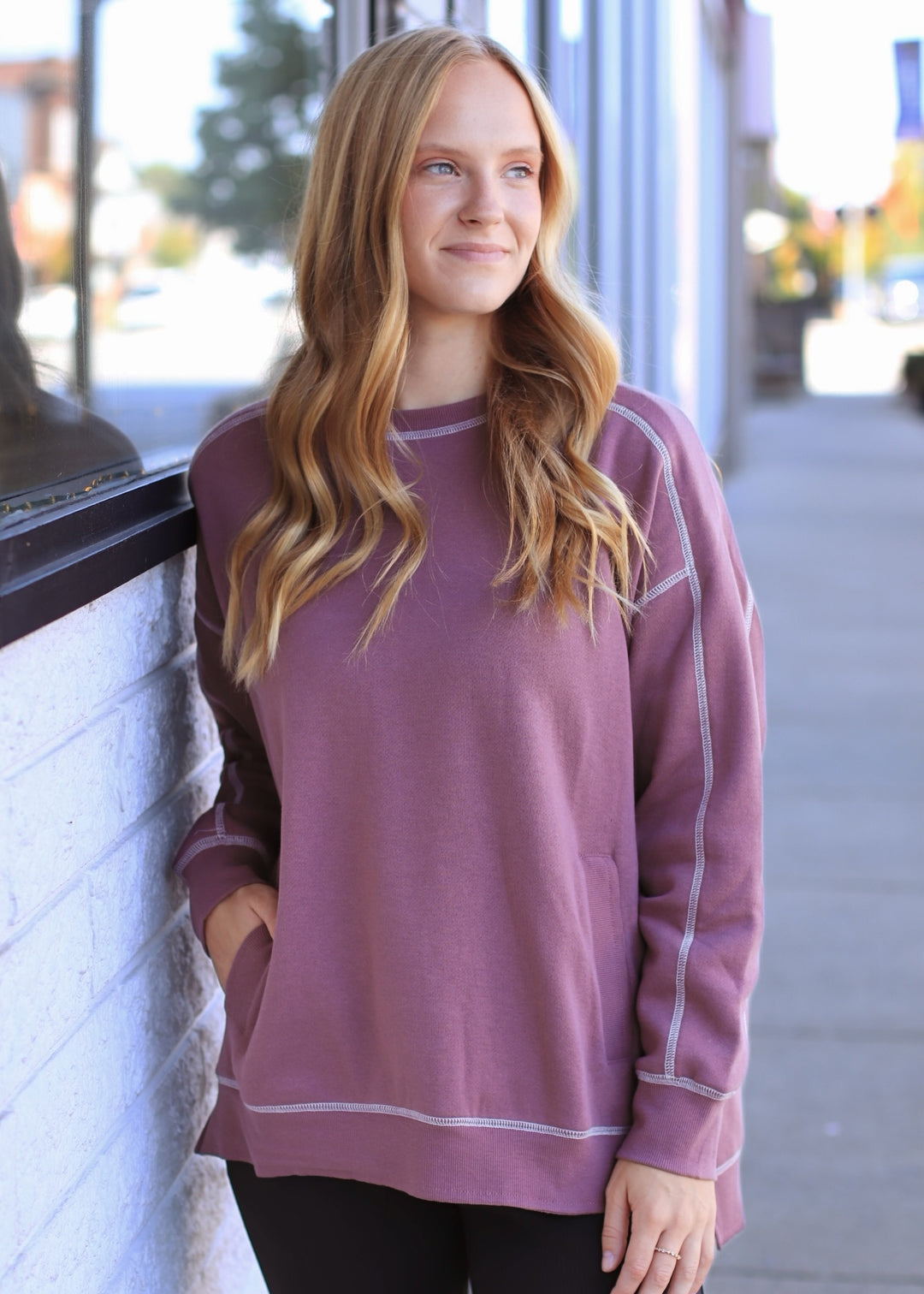 Rosy Stitchline Boxy Sweatshirt