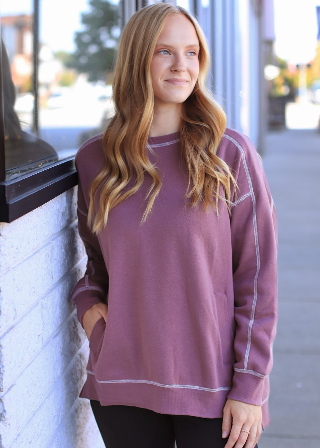 Rosy Stitchline Boxy Sweatshirt