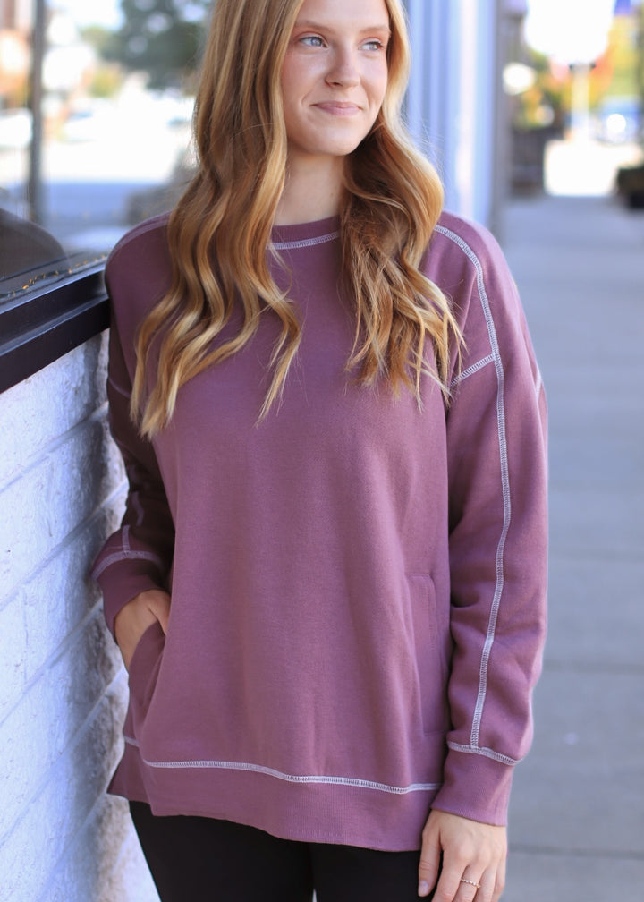 Rosy Stitchline Boxy Sweatshirt