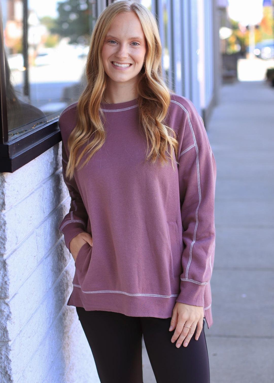 Rosy Stitchline Boxy Sweatshirt
