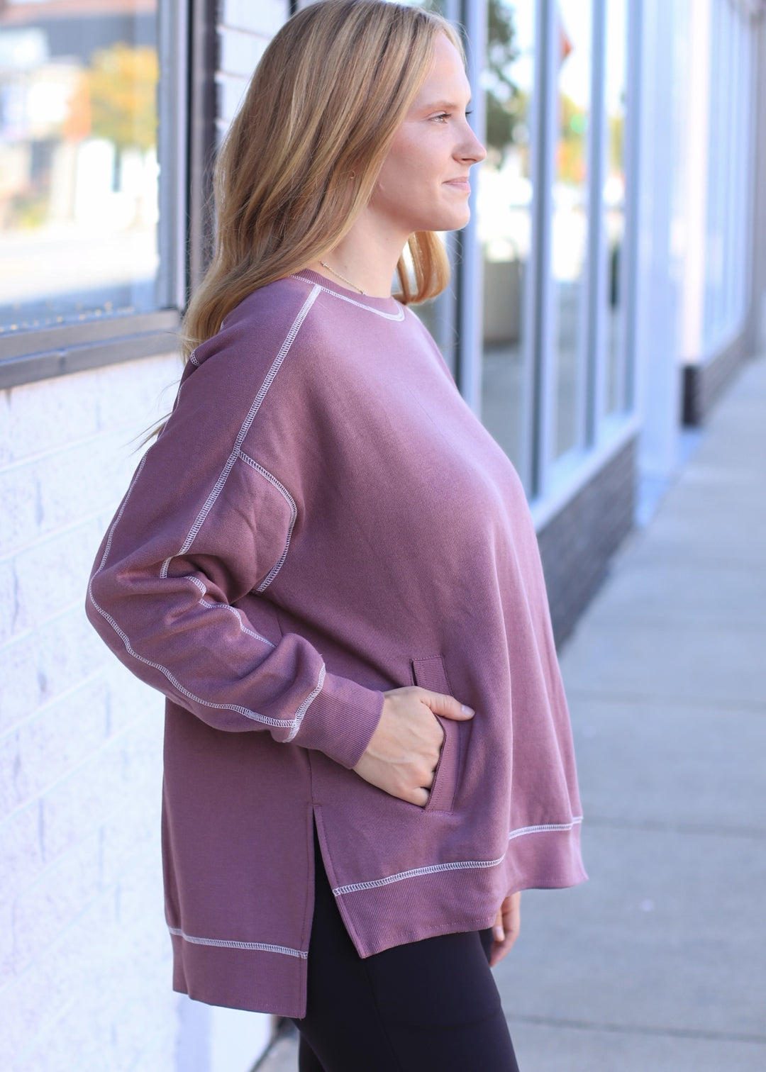 Rosy Stitchline Boxy Sweatshirt