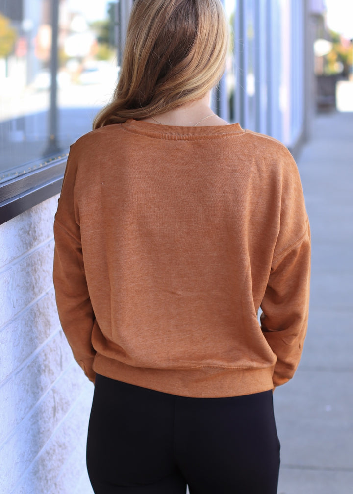 Burned Out Crewneck Sweater in Burnt Amber