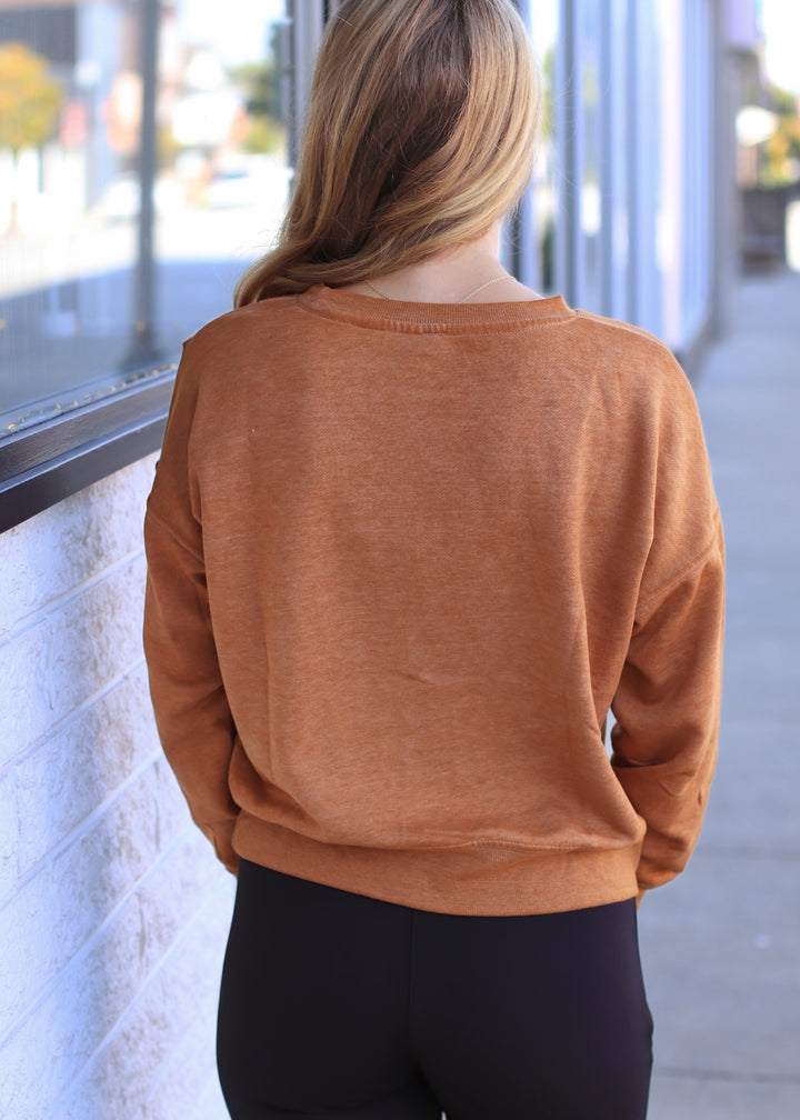 Burned Out Crewneck Sweater in Burnt Amber
