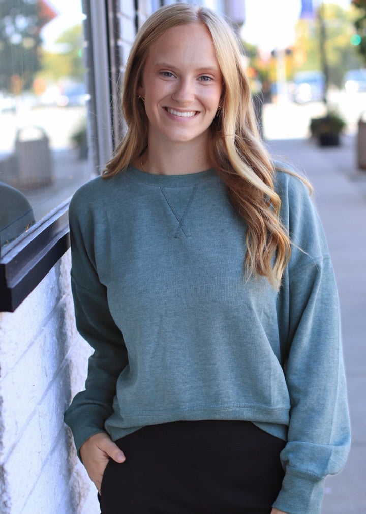 Burned Out Crewneck Sweater in Silky Pine