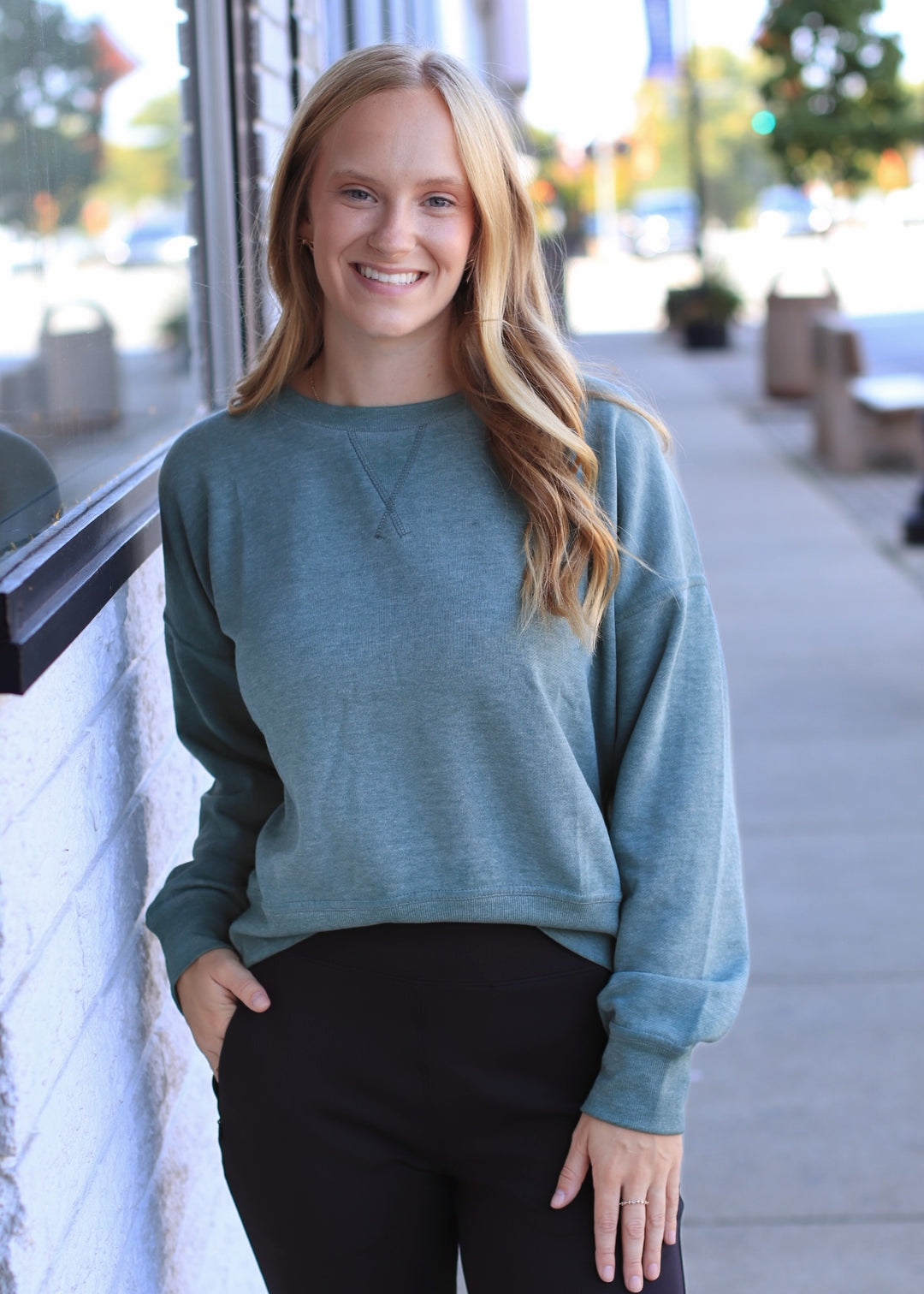 Burned Out Crewneck Sweater in Silky Pine