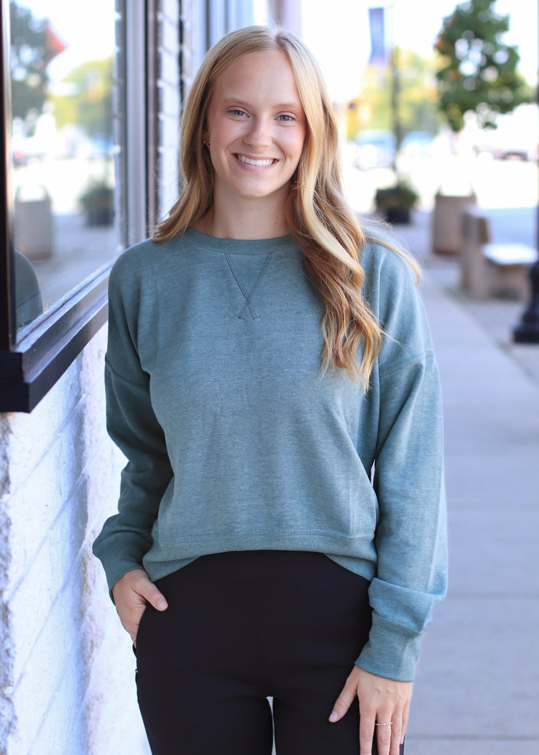 Burned Out Crewneck Sweater in Silky Pine
